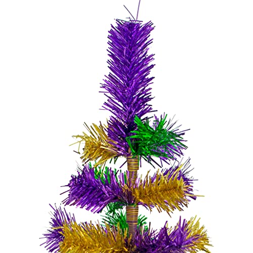 Mardi Gras Themed Tinsel Christmas Tree Mixed Brush Branches Holiday Decor Trees (18In) #TOP1