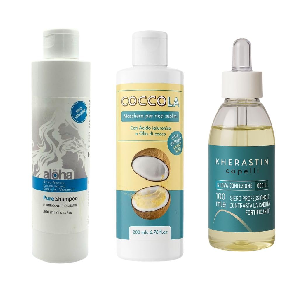 Kit Trattamento Capelli Ricci Uomo e Donna | Shampoo, Balsamo e Maschera, Con Cheratina e Olio di Argan, Fortificante e Nutriente, Definizione e Idratazione