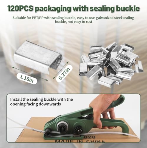 Yqlbgprj DBJ01 Banding Strapping Kit,Pallet Strapping Kit,Poly Strapping Tensioner,Banding Tool,Include4000 Inch Pp Band,118 Metal Sealing Buckles And Sealing Tools thumb #6