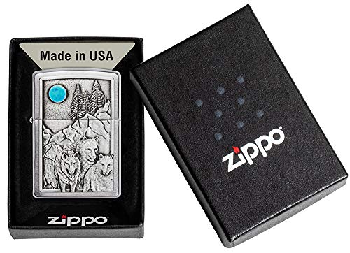 Encendedor de bolsillo Zippo Wolf Pack y Lobo Luna miniatura 6