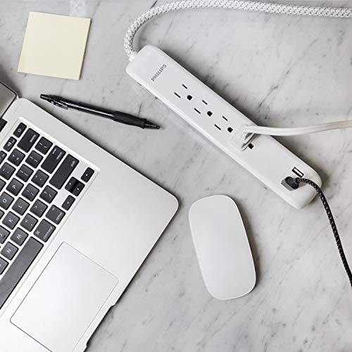 Philips 4 Outlet Power Strip Surge Protector with 2 USB Ports - image 6