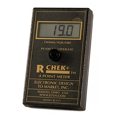 EDTM R-CHEK+ (RC3175) Portable Handheld Surface Resistivity Meter with LCD Display - Four-Point Sheet Resistance Tester (0-199.9 ohms/sq) - Ideal for Conductive Coating Verification, Made in USA
