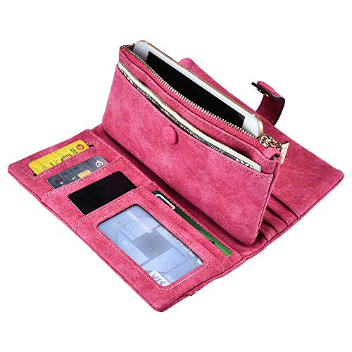 Image of Bird&Fish Women Vegan Leather Wallet Bifold Clutch Large Capacity Card Organizer Buckle Long Purse for Girls Candy Color