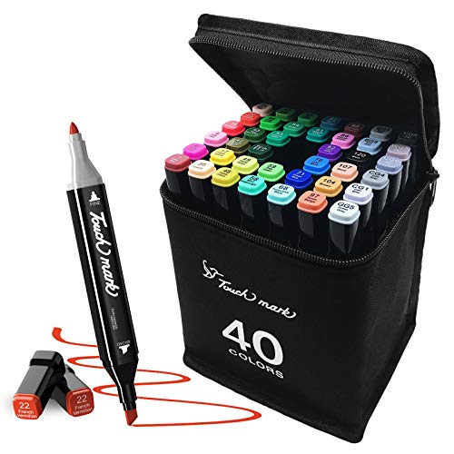 40 Colors Marker Pens Set Dual Tip Colored Artist Markers Professional for Art Sketch Coloring Books Painting Manga and Design