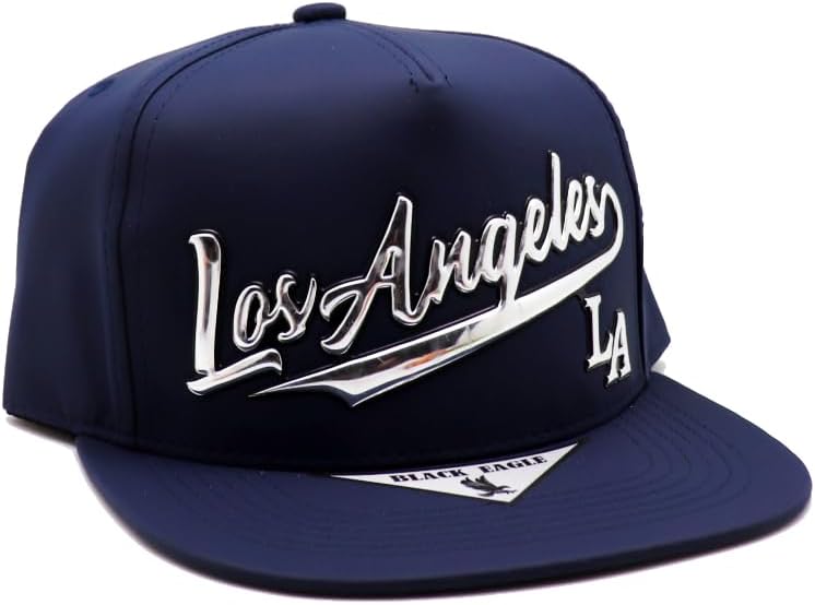 Los Angeles New Basic City LA Tailsweeper Leather Tone Blue Era Snapback Hat Cap - Image 4
