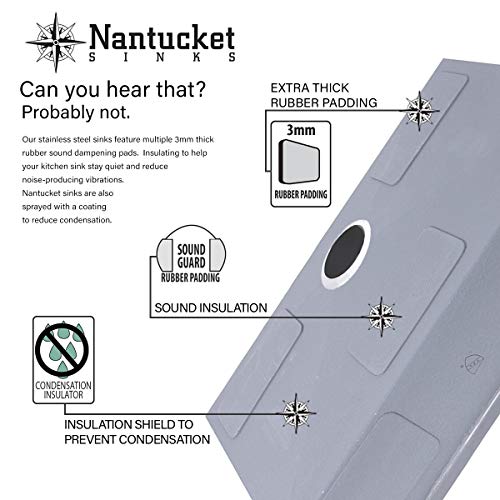 Nantucket Sinks Zr3218-Osd 32-Inch Pro Series Single Bowl Undermount Kitchen Sink With Offset Drain, Stainless Steel #TOP6
