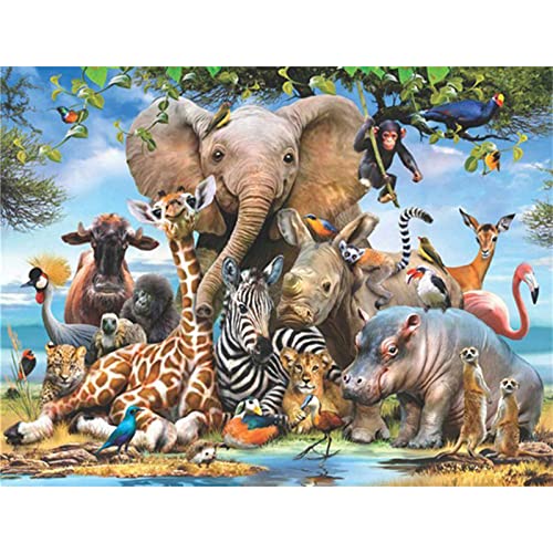 Perle diamant a coller contre le stress : kit complet broderie 5D grand canevas éléphant 60x80