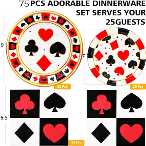Set de 75 platos desechables para fiesta Casino 9 y 7 pulgadas miniatura 2