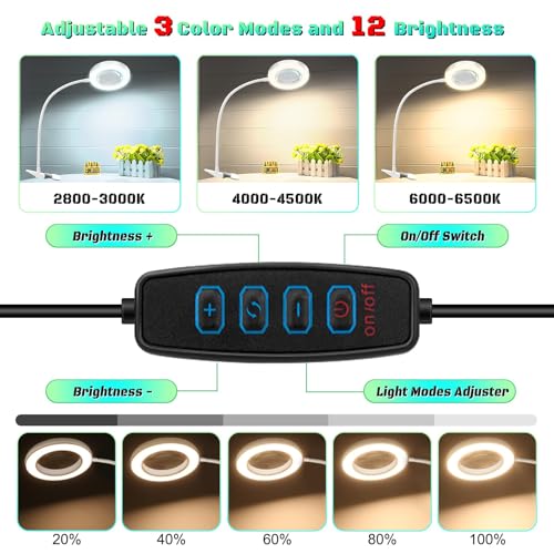 NZQXJXZ Magnifying Glass Lamp with 3 Color Modes - Image 2