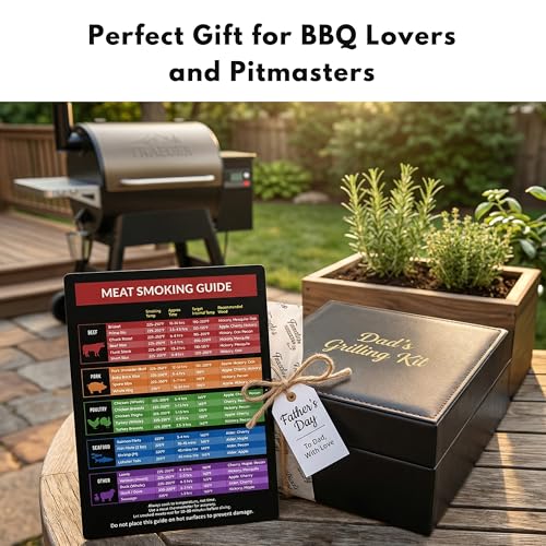 Meat Smoking Guide Magnet (5 x 7.6 in) &ndash; Smoking and Grilling Time & Temperature Chart - Smoker Accessories &ndash; Internal Temperature Guide for Beef, Pork, Chicken, and Turkey