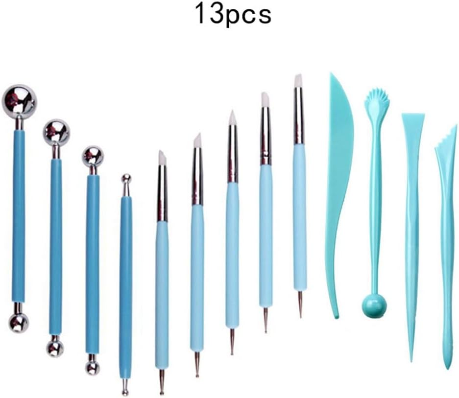 KHMCRSDO 13 Sets of Clay Tools Polymer Carving Pellet Stick Indentation Silicone Pen Sculpture Combination Set
