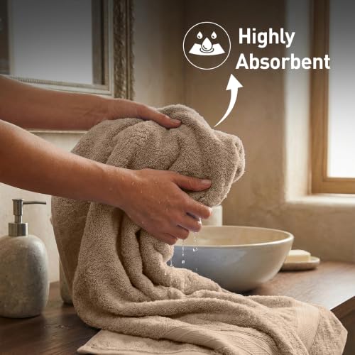 Image of TRIDENT Soft Comfort Air Rich 100% Cotton Towels for Bath, 500 GSM Large Size Bathroom Towels for Men /Women, 1 Piece Bath Towel (69cm x 137cm), Acorn