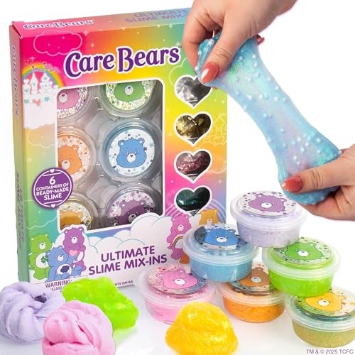 Care Bears Ultimate Slime Mix-Ins, 6-Pack Scented Slimes, Includes Cloud & Glitter Slime, Party Favors for Kids 8-12