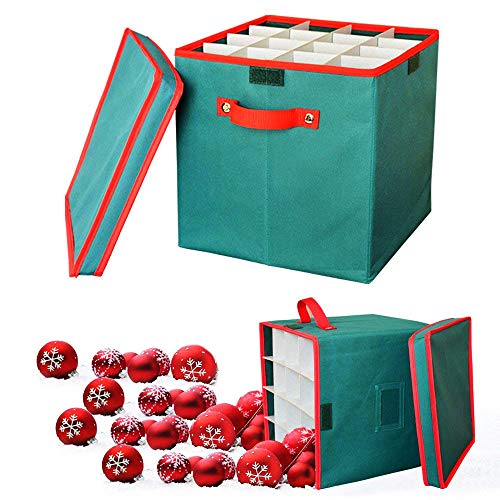AYAMAYA Boîte de Rangement pour décorations de Noël - 64 Compartiments réglables avec séparateurs - Coffre de Rangement de Noël pour Garder Les décorations Cover
