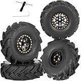 RcarmubWow 1.0 Beadlock Wheel Rims for 1/24 1/18 RC Crawler Car SCX24 TRX4M,Black Coating Brass 1.0 RC Beadlock Wheels RC Rims,Black