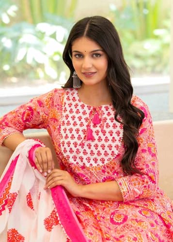 Image of Pistaa's Women Cotton Anarkali Flair Suit Set