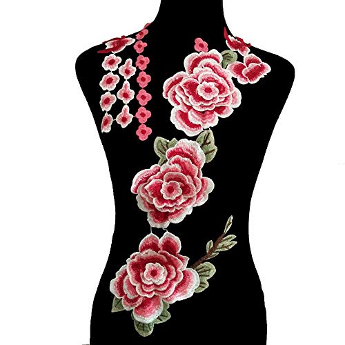 1 conjunto de aplique de renda floral com bordado de renda floral e flor de ameixa comprida para cos