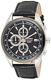 Verschraubter Gehäuseboden Seiko Herrenuhr Chronograph Quarz mit Lederarmband – SSB183P1