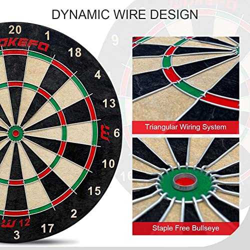 Dart Boards Set For Adults, Bristle Dartboard Set- Professional Tournament Size Steel Tip, High-Grade Compressed Sisal Board With Printed Number Ring, 6 Darts Set 18G, Dartboard Mounting Kits Included #TOP3