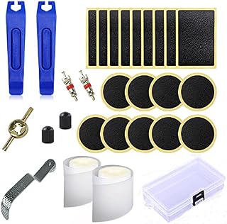 TAOCI puncture repair kit, bike tyre Anti-puncture tire pad, bicycle kit for Commuter Bikes and Road Mountain 29PCS Glueless Self-Adhesive Patches Tool, White, 14*8*3.5