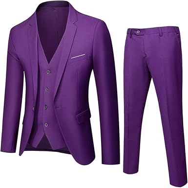 Amazon.com: 3 piezas de trajes de vestir morados para hombre  (chaqueta+pantalón+chaleco), un botón ajustado, Púrpura, 5XL : Ropa,  Zapatos y Joyería