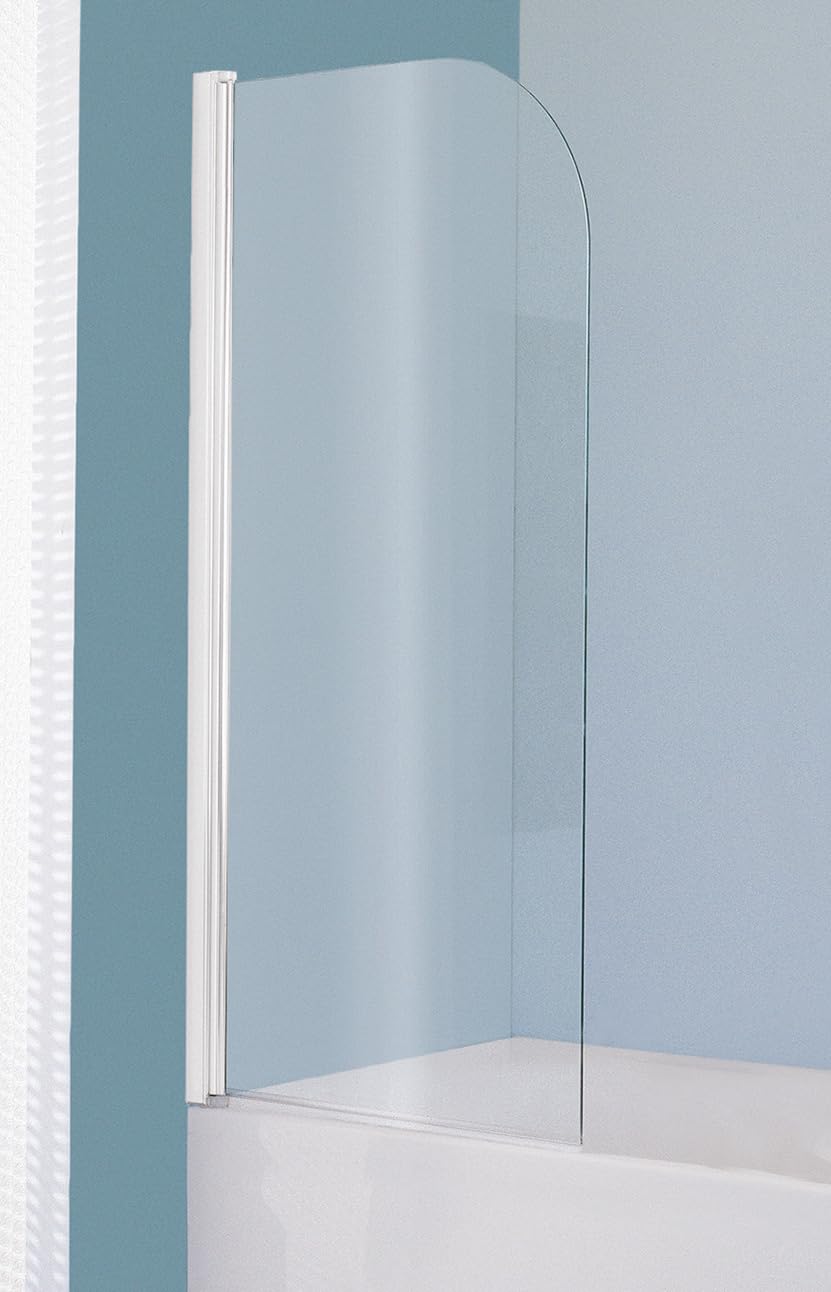Sopravasca a Bandiera 1 Anta Vetro 5mm Lucido Trasparente Profilo Bianco 85cm H 130cm Montaggio Reversibile Sopra Vasca Pannello Vasca FAST FAB90085BI62