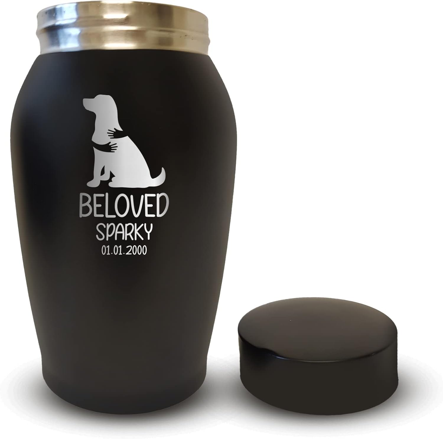 Personalized Custom Dog Urn Engraved Dog Name and Date - Stainless Steel Cremation urns for Dogs Ashes with Airtight Closure | Embrace