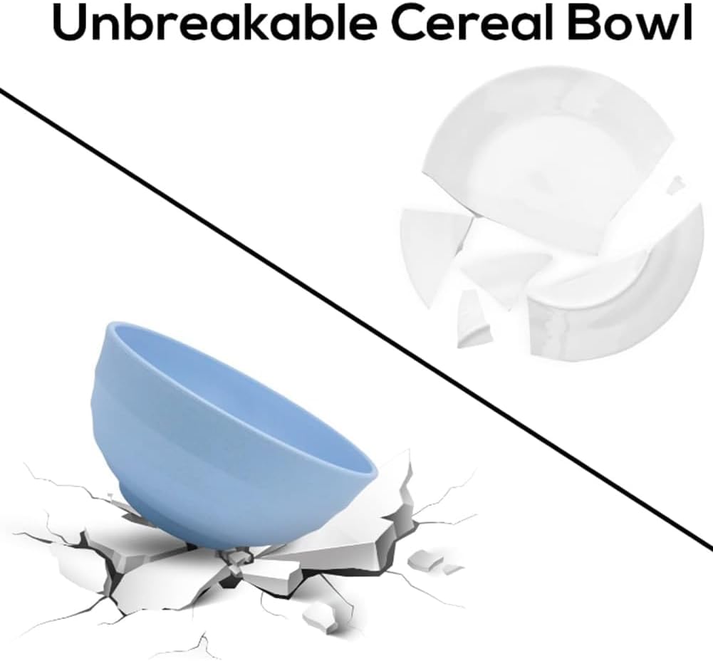 7Seas Unbreakable Wheat Straw Fiber Bowls 800ML - 4 Pack Multicolor BPA-Free Dinnerware for Cereal, Rice, Salad, Snacks & Soup - Microwave Safe, Dishwasher Safe, Eco-Friendly Kitchen Bowls 4