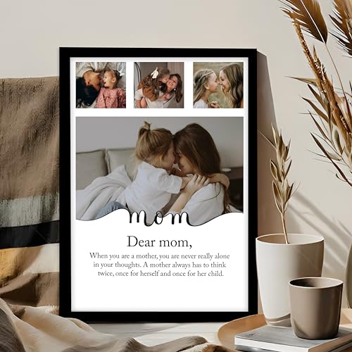 Image of Customized Best Gift For your Mother with 4 Photo Collage print & Customizable Text for Mother, Dad Gifts Photo Frame With Photo Upload, Birthday, Anniversary, Couple, Sister, Parents (8.9x12.8 Inch)
