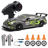 RC Drift Car, 1:24 Scale Remote Control Cars Vehicle for Kids, 2.4GHz 20KM/H 4WD High Speed RC Cars with LED Light Two Batteries & Drifting Tires Racing Sport Toy Car for Adults Boys Girls ZG02-Green