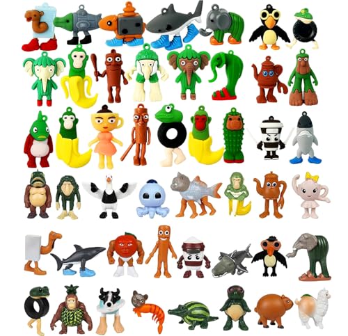 49pcs Italian Brainrot Action Figure Keychains Decoration, Tralalero Trala, Tung Tung Sahur, Brainrot Meme Shark Figures 2.5in, Funny Animals, Unique...