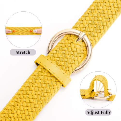 Image of JASGOOD Women Men Braided Woven Elastic Stretch Waist Belt Golf Canvas Fabric Casual Belt for Jeans Pants