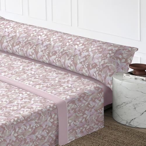 MERCURY TEXTIL- Juego de sábanas de Verano Estampadas. Ropa de Cama Juego de 3 Piezas, 100% Microfibra. Modernas, Tacto Fino y Suave (Cama 150, Hojas Malva)