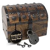 Nautical Cove Handmade Pirate Treasure Chest for Kids Prizes & Classroom with Lock and Skeleton Keys β Lockable Wooden Storage Chest Box, Pirate Decor, Decorative Wooden Box - Small 8x6x6