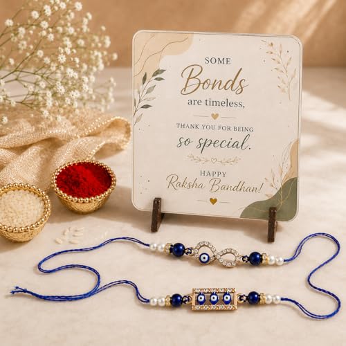 Image of JAIPUR ACE Raksha Bandhan Rakhi Gift Combo with Designer Rakhi, Puja Thali, 2 Katori Bowls, Roli Kumkum & Greeting Card for Brother, Bhai, Bhaiya | Complete Celebration Set