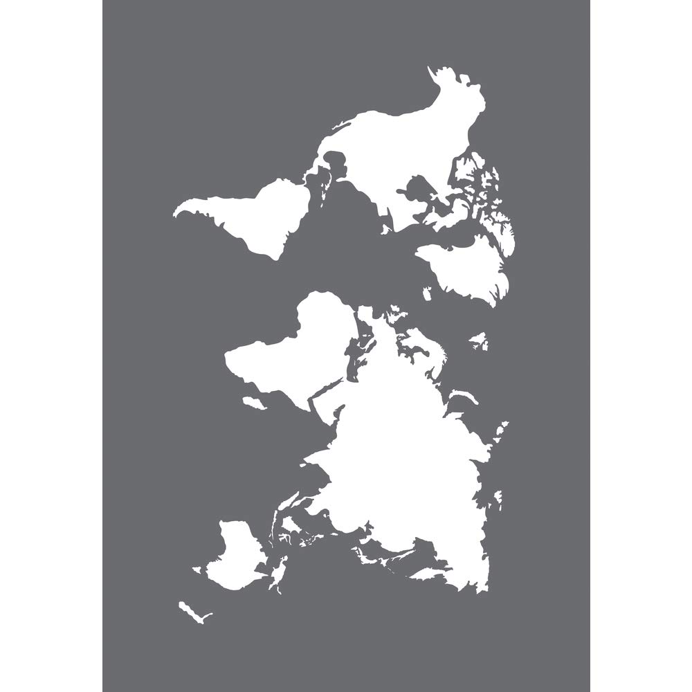 Rayher Grey 45100000 Mask Stencil For Crafts And Painting, Reusable Silk Screen Template With World Map Design, Craft Squeegee Included, 14.8X21cm