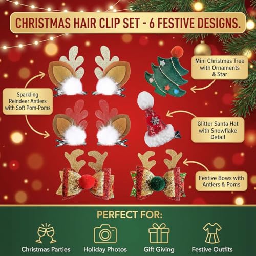 Set de 8 Pinzas Navideñas para Cabello miniatura 3