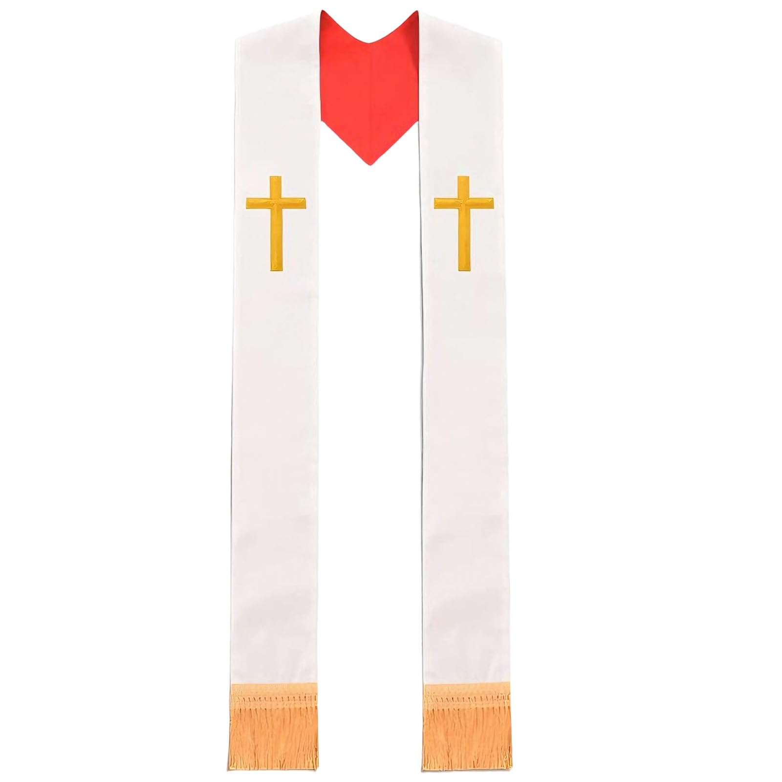uikios Lightweight Embroidered Stole for Clergy Scarf with Tassels for Active Wear During Preaching and Religious Gatherings Religious Stole for Ceremonies