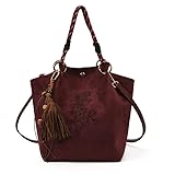 レディース マット PUレザー ショルダー バケットバッグ 仕事用 日常使用 (ワインレッド)