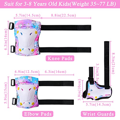 Image of FIODAY Knee Pads for Kids Toddler Knee Pads and Elbow Pads Wrist Guards with Drawstring Bag Adjustable Protective Gear Set for Girls Boys Skating Cycling Skateboard Scooter,3-8 Years,Colorful