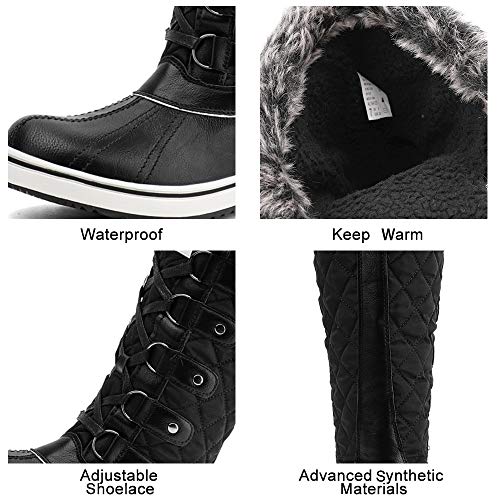 Aleader Women's Lace Up Waterproof Winter Snow Boots Black 8.5 D(M) Us #TOP4