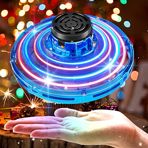 Hand Drone Flying Orb Ball Flying Toys for Kids Adults Flying Spinner Mini Drone Hand Controlled Operated Drone with Sensor 360Â°Rotation LED Light Indoor Outdoor for Birthday Gifts(Blue)
