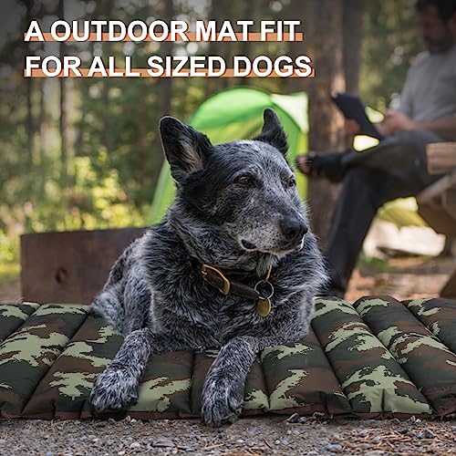 XIAPIA wasserdichte Hundematte für Outdoor, Waschbares Hundebett, Antistatik, Hygienisch, Faltbar, Große Reisedecke für Haustier 110x68 cm (Tarngrün)