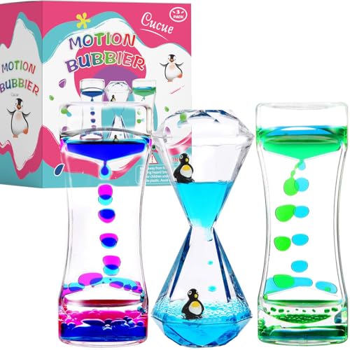 Calming Sensory Toys for Kids with Autism ADHD Anxiety or Special Needs-3 Pack Liquid Motion Bubbler Timers (Style #3)