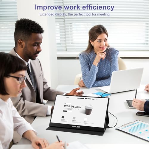 Image of Portable Monitor 15.6'' 1080P FHD USB-C HDMI Computer Display IPS HDR VESA w /Smart Cover Dual Speakers for Laptop PC Mac Phone PS4 /5 Xbox