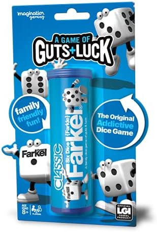 Imagination Gaming FARKEL Dice Tube, The Classic Addictive Game of Guts & Luck, Family-Friendly Fun, Game Night Entertainment, 6 Farkel Dice, Rules, Farkle, Players 2+, Ages 8+
