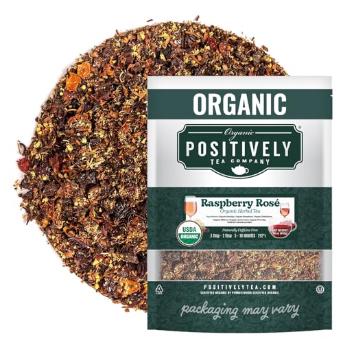 Image of Organic Positively Tea Company, Raspberry Rose Herbal Tea, Loose Leaf, 16 Ounce