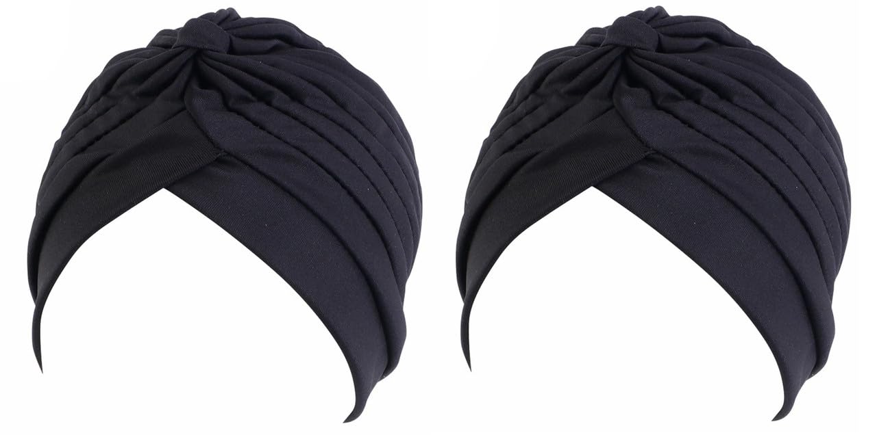 Men & Women, Boys and Girls Stretch Polyester Pagri Headwear Hair Wrap Turban Hat Chemo Beanie Cap Head Scarf Hijab Braid Silky Turban Hats for Women's-image-40