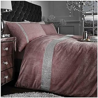 GC GAVENO CAVAILIA Teddy Bear Diamante Shimmer Fleece Duvet Cover Set, Thermal Fluffy Warm Soft Cozy Bedding Bed Set King, Charcoal