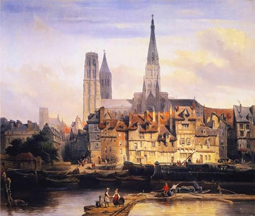 Tableau toile Cathédrale de Rouen Johannes Bosboom peinture décorative affiche d'art 60x90